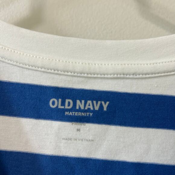 Old Navy NWT Womens Sz Medium Maternity Blue & White Striped Crew Neck T Shirt - Picture 4 of 6
